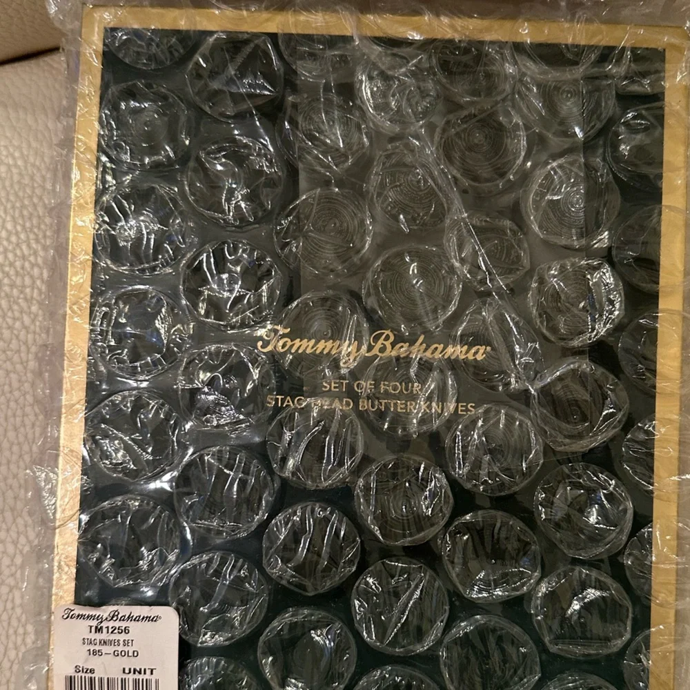 Tommy Bahama Gold & Silver Butter Knives Set, Brass/Stainless Steel x 4 NWT